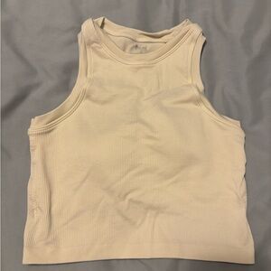 Ribbed Cream Tank Top - Women's Sleeveless Crop